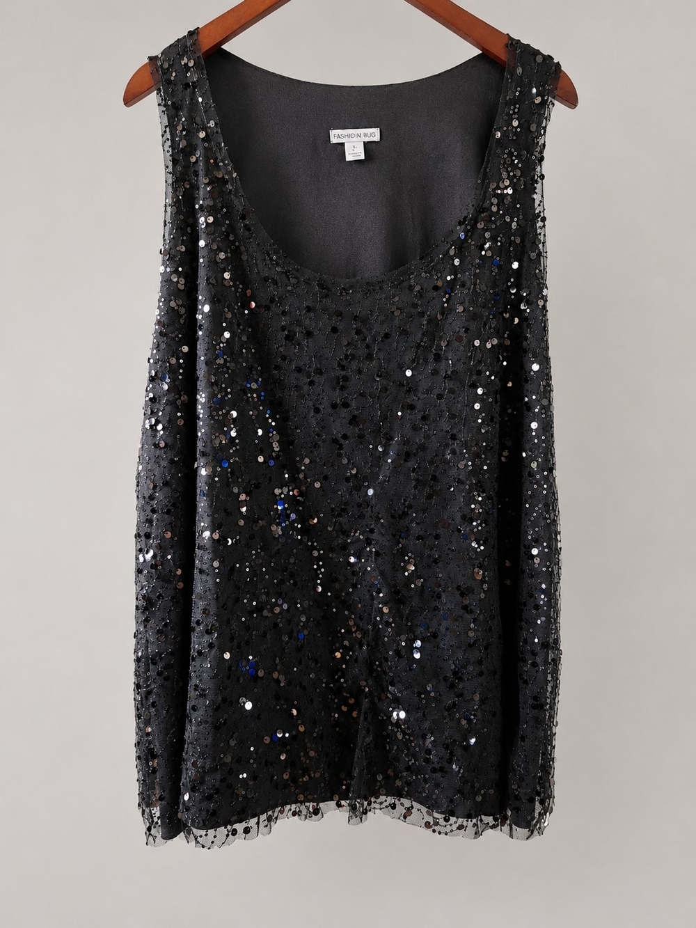 Fashion Bug Black Sequin Scoop Tank